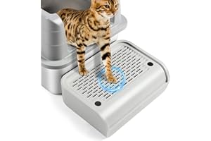 Bartuke Elevated Plastic Cat Step Stairs, Cat Litter Box Ramp, Filter Pedal for Kitten & Old Cats Automatic Self-cleaning Robot Litter Box Tray (Light Grey)