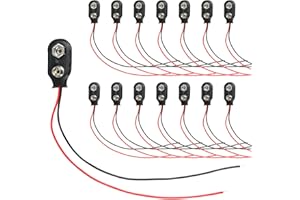 DEWFIGS ㅤ Zestaw 15 klipsów na baterie, złącza zaciskowe do akumulatora 9V, złącza typu I z kablami 150 mm, idealne do projektów DIY, taśm LED i eksperymentów, trwałe i niezawodne materiały