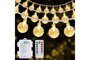 RJEDL 32.8ft 100 LED Guirlande Lumineuses, 3000K Chaude Lumière Intérieur & Extérieur, Télécommande Minuterie Fonction pour Noël Saint-Valentin Thanksgiving Anniversaire Famille Réunion Fête Mariage