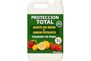 FERTIBONO PROTECCION TOTAL Jabón Potásico y Aceite de Neem – Cuidado Natural 100% para Plantas | 5L | Fortalece, Limpia y Equilibra | Ideal para Huertos y Jardines Ecológicos