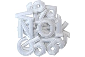 GUYI GYGYL, 72 toppe termoadesive con lettere e numeri, con lettere bianche e lettere della A-Z, numeri 0-9, per vestiti, cappelli, calzini, jeans, accessori fai da te