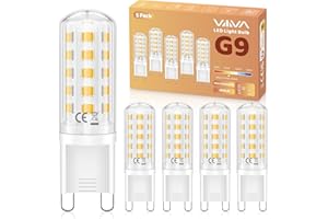 VIIIVA G9 LED Bulbs Warm White-5 Pcs, 5W 3000K G9 Led Light Bulbs, (45W Equivalent Halogen) Energy Saving, 500LM CRI>80, 360° Beam Angle, No Flicker, Non-Dimmable, for Home Lighting, Crystal Chandelier