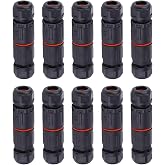 Pack of 10 Waterproof IP68 Connector for Outdoor Electrical Cable 3 Pins Socket 0.5mm&sup2;~2.0mm&sup2; Waterproof Outdoor Connector