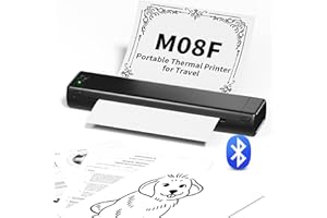 Odaro M08F Portable Inkless Printer - A4 Thermal Printer, Buletooth Printer Compatible with iOS, Android Phone & Laptop，Wireless Printer for Home, Office, Tattoo Stencils, School, Black