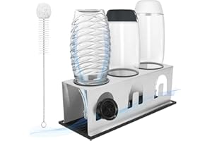 ACTIV CUISINE Flaschenhalter für Sodastream Duo Crystal Flaschen, 3er Edelstahl Abtropfhalter, Abtropfständer Abtropfgestell mit Schutzringe, Abtropfmatte, Deckelhalter und Flaschenbürste