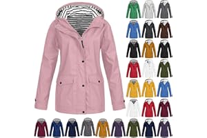 FGUUTYM Veste de pluie pour femme - Imperméable et respirante - Avec capuche - Coupe-vent - Léger - Coupe-vent - Pour femme - Veste de pluie de vélo - Grandes tailles - Trench