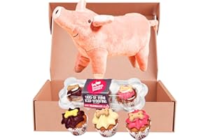 THE PRIME PAW CLUB Dog Birthday Party Present Including Mini Dog Cupcake Trio & Cuddly Pig Plush Toy