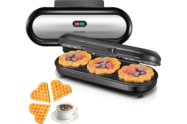 King size våffeljärn, 15 hjärtvåfflor på 2 minuter, hjärtvåffeljärn med 3 non-stick bakytor för klassiska hjärtvåfflor, bakplåt, rostfritt stål, perfekt för familj och fest