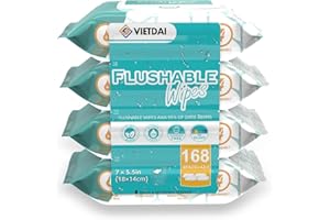 VIETDAI HYUNDAI VIETDAI Papel Higiénico Húmedo, Toallitas Wc Desechables Inodoro con Aloe Vera, Vitamin E y Manzanilla, Papel Higienico Humedo Viaje - 168 Piezas