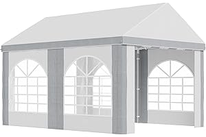 Outsunny Tonnelle Barnum Tente de réception 4 x 3 m Protection UV avec 2 parois latéraux Amovibles 2 Portes et 4 fenêtres Acier