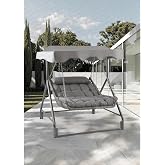 Capri Swing Capri Bed &Ccedil;iftli Rattan Bah&ccedil;e Balkon Salıncağı Gri