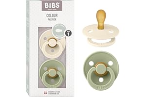 BIBS Colour Symmetrical Schnuller 2er Pack, BPA-frei Dummy-Schnuller, Symmetrischer Nippel. Naturkautschuk / Latex, Hergestellt in Dänemark. 0-6 Monate (2er Pack), Ivory / Sage