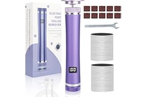 Mucek Hornhautentferner Elektrisch, Elektrischer Hornhautentferner Professioneller 12Gang Einstellung, Foot Glow Hornhaut Entferner mit 60+10 Austauschbaren Fußfeilen für abgestorbene