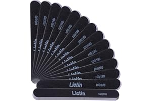 Lictin Pack of 16 Professional Nail Files Washable Double Sided Emery Board (100/180 Grit)
