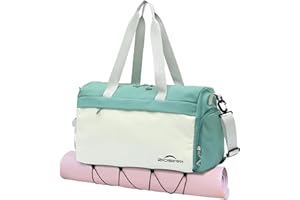 ZIOSINM Bolsa Deporte Mujer Hombre 35L Bolsa de Deporte pequeña con Compartimento para Zapatos, Bolsa de Viaje Weekender Bag, Bolsa Gimnasio Almacenamiento de Esterilla de Yoga (Verde)