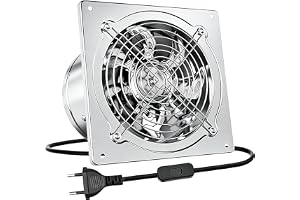 WARMWOO Frånluftsfläkt 150 mm: 600 m³/h stängd kopparkärnmotor rostfritt stål tyst badrumsfläkt med backventil, kraftfull väggfläkt, metall väggfläkt, för badrum kök
