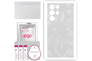 apgo Back Screen Protector, Skin, Compatible with Samsung Galaxy S23 Ultra, Rear Screen Protector Made of Vinyl Film, Scratch-Resistant, Easy Installation - White Camouflage Pattern