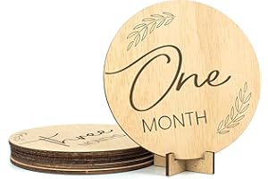 CONTRAXT Baby Milestone Cards Unisex UK. Baby monthly wooden milestone discs Baby Cards newborn for girls and boys Milestone moments photo set Pregnancy milestone cards UK (Months)