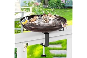 ODSNANIE Vogeltränke Hängend für Balkongeländer, Vogelfutterspender Wassertränke Für Balkon Garten,Groß Frostsicher Wildvogeltränke Winterfest Außen Metall（Vintage-Kupfer）