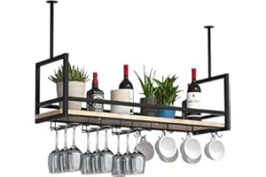 DSVONAUS Deckenregal Weinregal, Hängendes Weinglasregal aus Metall, 80cm Bar-Display Weinlagerhalter, Industrieller Deckenregal Hängend für Bar Restaurant Cafe Küche
