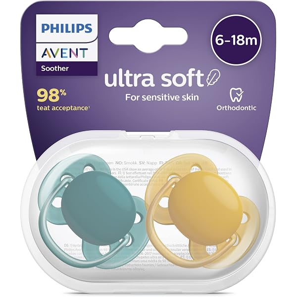 Sucettes Philips Avent 0-6 Mois - Orthodontiques, Silicone Ultra-doux, Avec étui Stérilisateur, Lot De 2