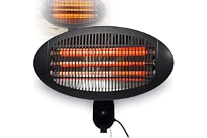 Rockline Patio Heater 2KW Wall Mounted Garden Heater Outdoor with Adjustable Height, 3 Power Settings, Tilting up-down Head, Instant Warmth, and Waterproof Design