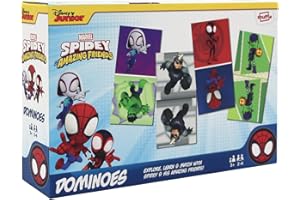 SHUFFLE Spidey and his Amazing Friends Dominoes, Match Spidey, Friends and Villains in this Fun Traditional Game for Marvel Fans, Great Gift, 2-4 Players, Ages 3+ Years