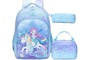 Kimwadalh Set de Mochila Escolar Primaria Niñas Mochilas Unicornio Mochila Infantiles Niñas Bolsa de Escolar para Niños Mochilas Unicornio Niñas