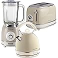 Ariete ARPK25 Retro Style Dome Kettle, 2 Slice Toaster & Jug Blender Set, Vintage Design, Cream