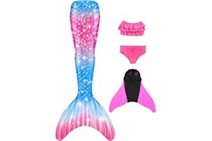 shepretty Ragazze Sirena Coda Costume da Bagno Squalo Cosplay Costume 4pcs,xiaofen-R3-110
