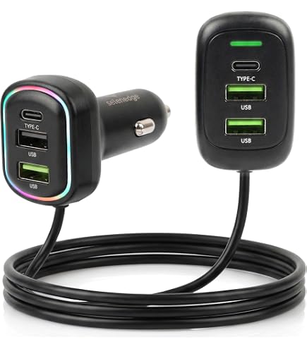 Caricabatterie Auto 80W SUPERVOOC Con Cavo USB-C Per OPPO Reno12, Find X7, Realme E Altri: Ricarica Rapida 6A, Doppia Porta E LED Notturno