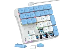 Sikai Mechanical Numberic Keypad, RGB Digital Mechanical Keyboard 33 Keys Mini Numpad Portable Keypad with USB for Laptop, Notebook, MAC, Tabulation/Accounting Keypad (Blue Switch-White)
