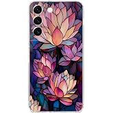 PrintiFy Samsung Galaxy S22 ile Uyumlu Vitray Sessiz Lotus Tasarımlı Şeffaf Silikon Kılıf