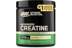 Optimum Nutrition (ON) Micronized Creatine Monohydrate Powder for Muscle Building Support - Unflavored, 300 Grams, 60 Servings - Package May Vary