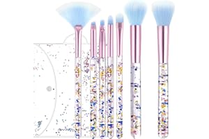 HJZHII Zestaw 7 pędzli do makijażu, zestaw pędzli do makijażu, cienie do powiek, korektor, rozświetlanie, pudr, podkład, róż, wachlarze