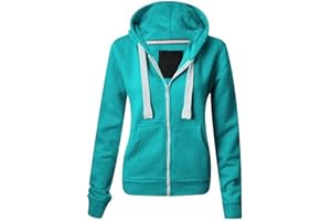 MALAIKA ® Ladies Plain Colour Hoodie Womens Fleece Hooded Top Zip Zipper Hoodie Sweatshirt Available in 22 COLOURS Plus Sizes Small-XXXXXL (UK 6-22)