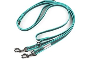 Wisedog 3m Lake Green Double-Ended Rubberised Dog Lead Lightweight Non-Slip Hands Free Lead for Dog for Walking Running Camping