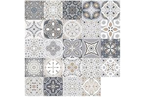 BESTINE 72pcs Adesivi per Piastrelle, Autoadesivi Impermeabile Adesive Marocchino retrò Stile per Piastrelle Trasferimenti Fai da Te Adesivi per Cucina Bagno Decorazioni (72PCS, 10 x 10 cm)