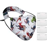 OxiClear Kids N99 Pollution Mask with 4 Activated Carbon Filters & Detachable Headband, Washable & Reusable (Avengers)