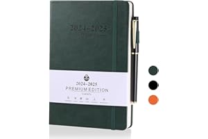 JIANTA Dziennik 2024 2025, planer 2024-2025 A5 (lipiec 2024 - czerwiec 2025), planer dzienny 1 dzień 1 strona, kalendarz książkowy 2024/25 z magnetycznymi literami, długopisy żelowe - zielony