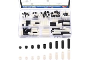 Glarks 180Pcs Nylon Round Spacer Assortment Kit for M3 Screws, Electrical Outlet Screws Spacers, Black and White ABS Round Washers Hardware Spacer Bracket for Electrical Screws Switch and Receptacle