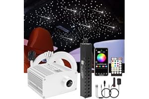 CHINLY Bluetooth Meteor 10W RGBW Twinkle LED Fibre Optique Star Plafonniers Kit APP/Télécommande Mixte 408pcs * 3m pour la maison/voiture