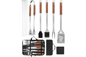 Evolpor 11pcs BBQ Grill Tool Set, Premium Stainless Steel BBQ Accessories with Storage bag, BBQ Tools for Men Dad Gift, BBQ Gifts for Men, Travel, Outdoor, Camping, Backyard Barbecue