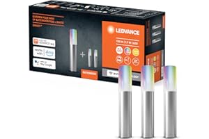 LEDVANCE Luce da giardino a LED intelligente con tecnologia WiFi, estensione di 3 mini pali da giardino per esterno, colori RGB modificabili, compatibile con Google e Alexa, SMART+ WIFI GARDPOLE MINI