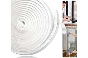 Joaercs Draft Excluder for Doors, Draught Excluder for Windows, 5Meters(L) x 9mm(W) x 9mm(T) Self-Adhesive Brush Seal Strip, Stop Draught for Door, Window, Wardrobe, White