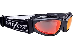 RayZor Padded Sports Sunglasses for Men & Women - Motorcycle Sunglasses - Motorbike Glasses - Motorcycle Glasses - MTB Goggles Mens - Bike Goggles - UV400 Protection - Non Detachable Legs