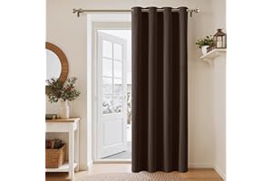 PONY DANCE Thermal Blackout Curtain - 52 x 84 inch Eyelet Blackout Curtain for Patio Room Darkening & Energy Saving Window Drape for Living Room, 1 Panel, Brown