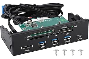 LAZMIN Internal Card Reader, 5.25inches Internal Card Reader Media Dashboard Multi-Function Desktop Front Panel