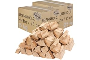 Bois de Chauffage 5-500kg pour Poêle et Cheminée Brasero Grill Panier à Feu Bûches de Bois de chêne 25 cm Flameup, Quantité:50 kg