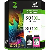 SavFinto 301XL Black Printer Cartridges Replacement for HP 301 XL Cartridges for HP Deskjet 1010 1050 1510 1512 2050 2050A 2510 2540 3050 Envy 4500 4502 4503 5530 Officejet 2620 4050 630 4 632 (2BK